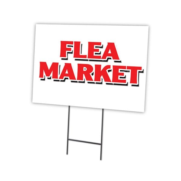 Signmission Flea Market Yard Sign & Stake outdoor plastic coroplast window, C-1824 Flea Market C-1824 Flea Market - main